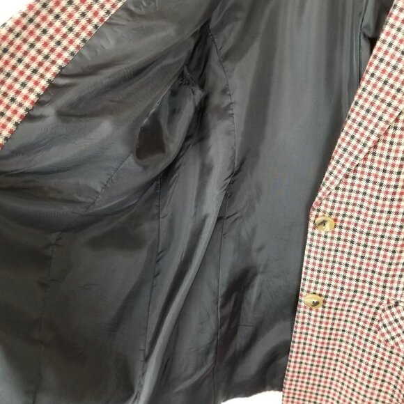 Sag Harbor 12 Red Tan plaid Blazer Double button, flap pockets - Picture 6 of 7